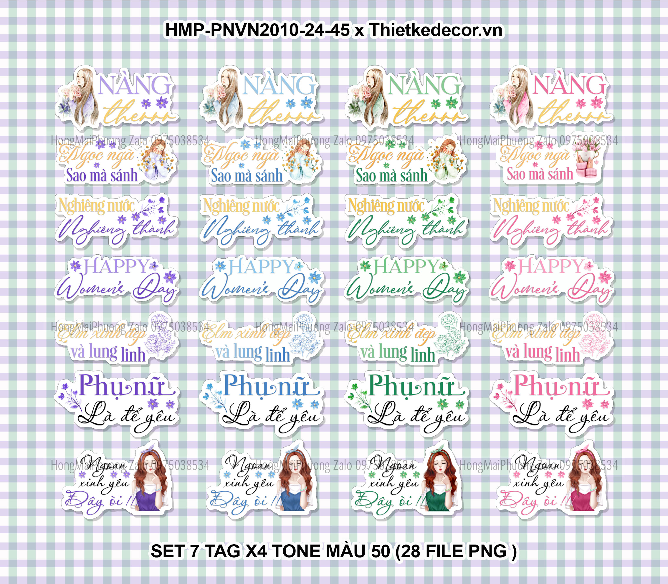 Bộ Tag cầm tay Phụ nữ 4 tone màu